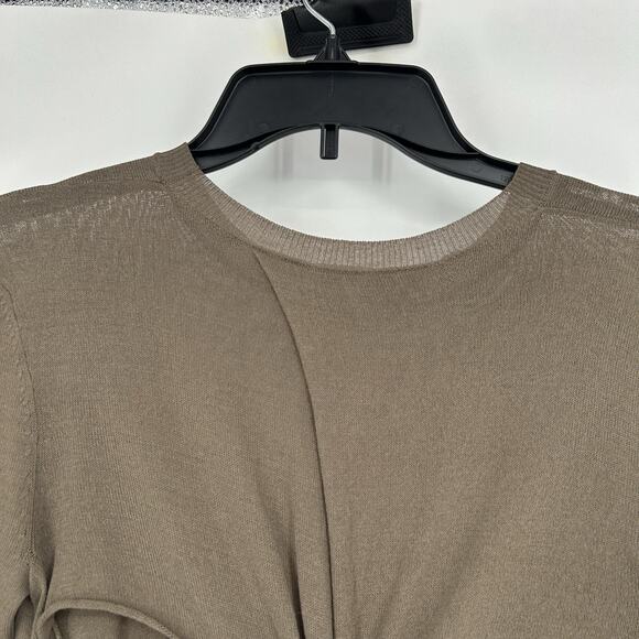 Trouve Lightweight Sweater Top Brown Open Back Semi Sheer Long Sleeve Size XS - Picture 7 of 10
